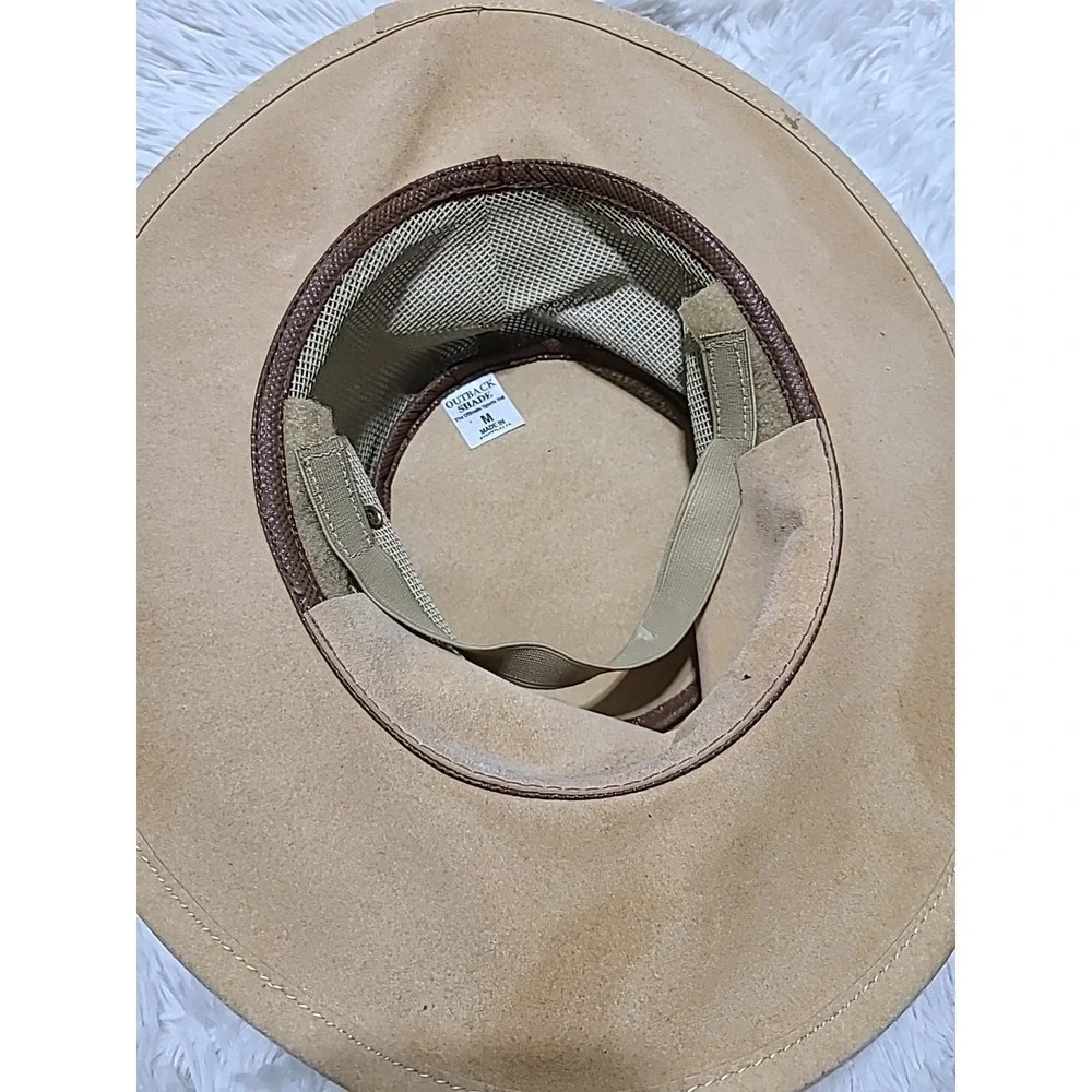 OUTBACK SHADE Men's M Tan Sport Hat w/Mesh‎ Strap Made In Australia Golf Hiking